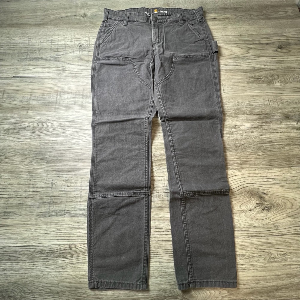 Carhartt Slim Straight Work Pants in Charcoal - Picture 2 of 10
